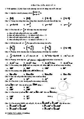 Kiểm tra giữa học kỳ II môn Toán Lớp 9 (Có đáp án)